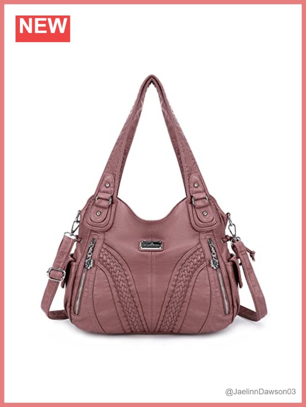 Washed Synthetic Leather Tote Bag Shoulder Satchel Crossbody Purse